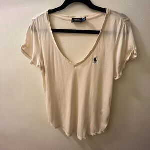 Polo Ralph Lauren Sheer Cream Short Sleeve Top – Soft Sheer Viscose Blend
